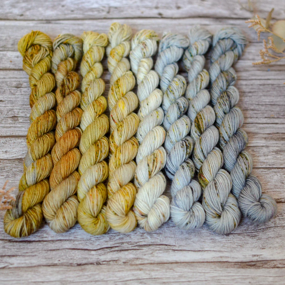 Fade set - Bronze and Silver - merino fingering minis