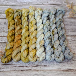 Fade set - Bronze and Silver - merino fingering minis