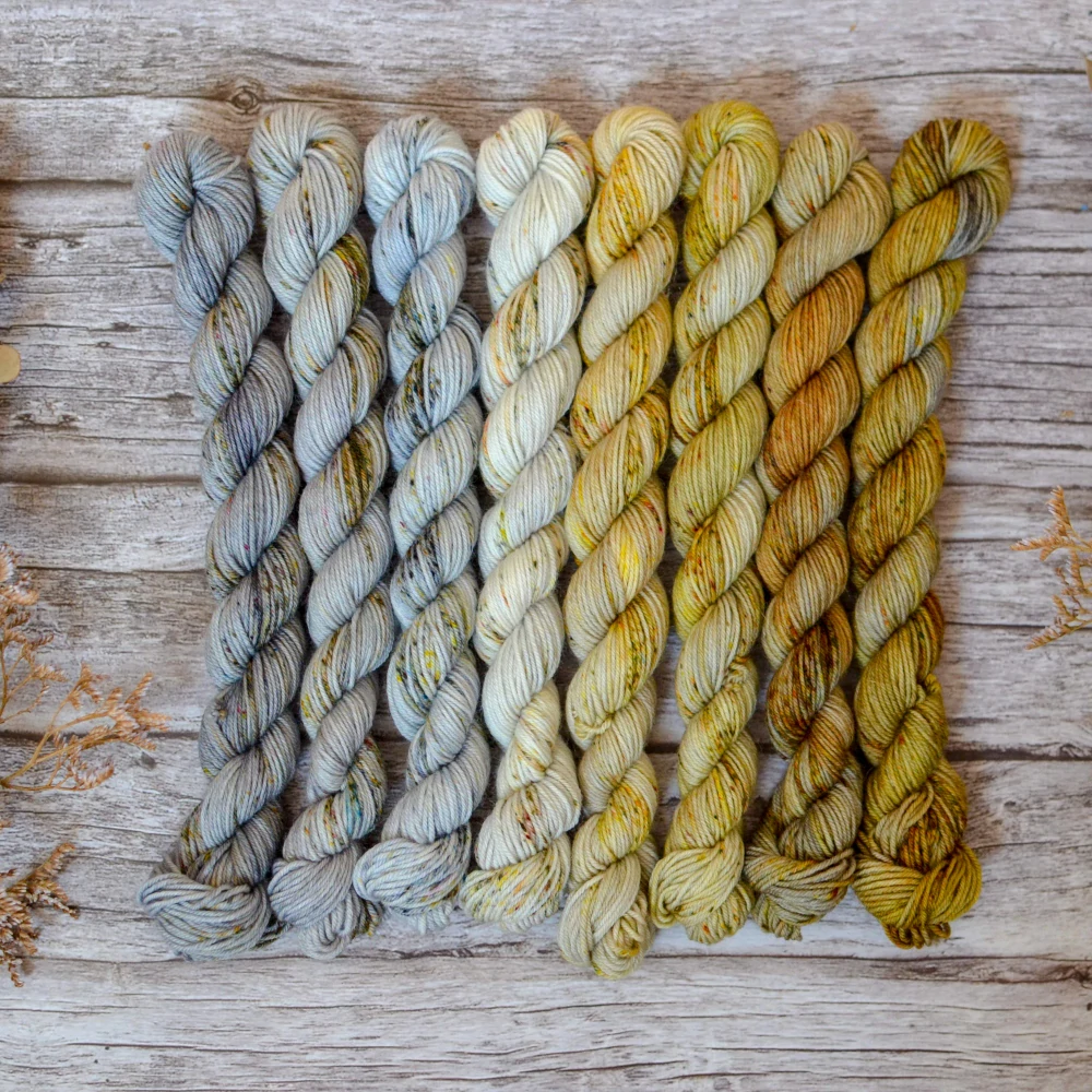 Fade set - Bronze and Silver - merino fingering minis