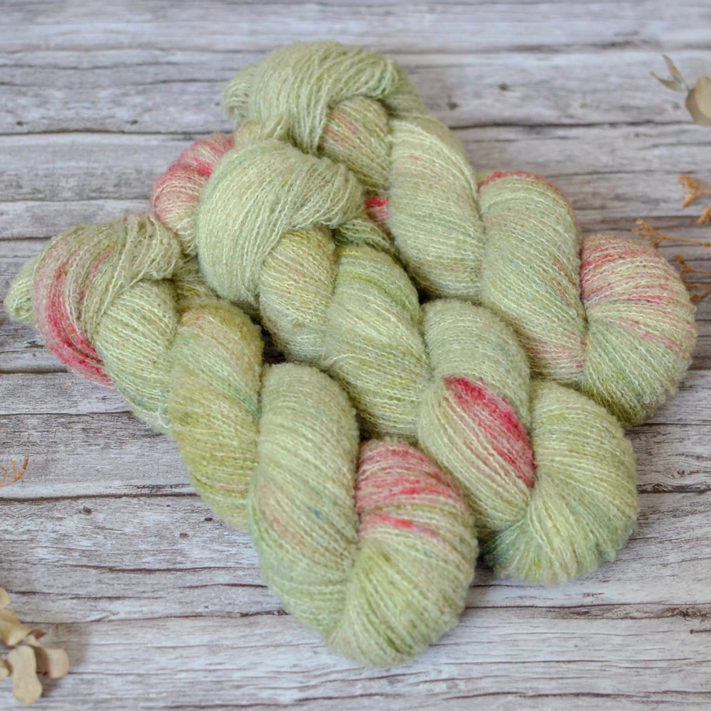 Merino fine bouclé - Pistachio Bloom