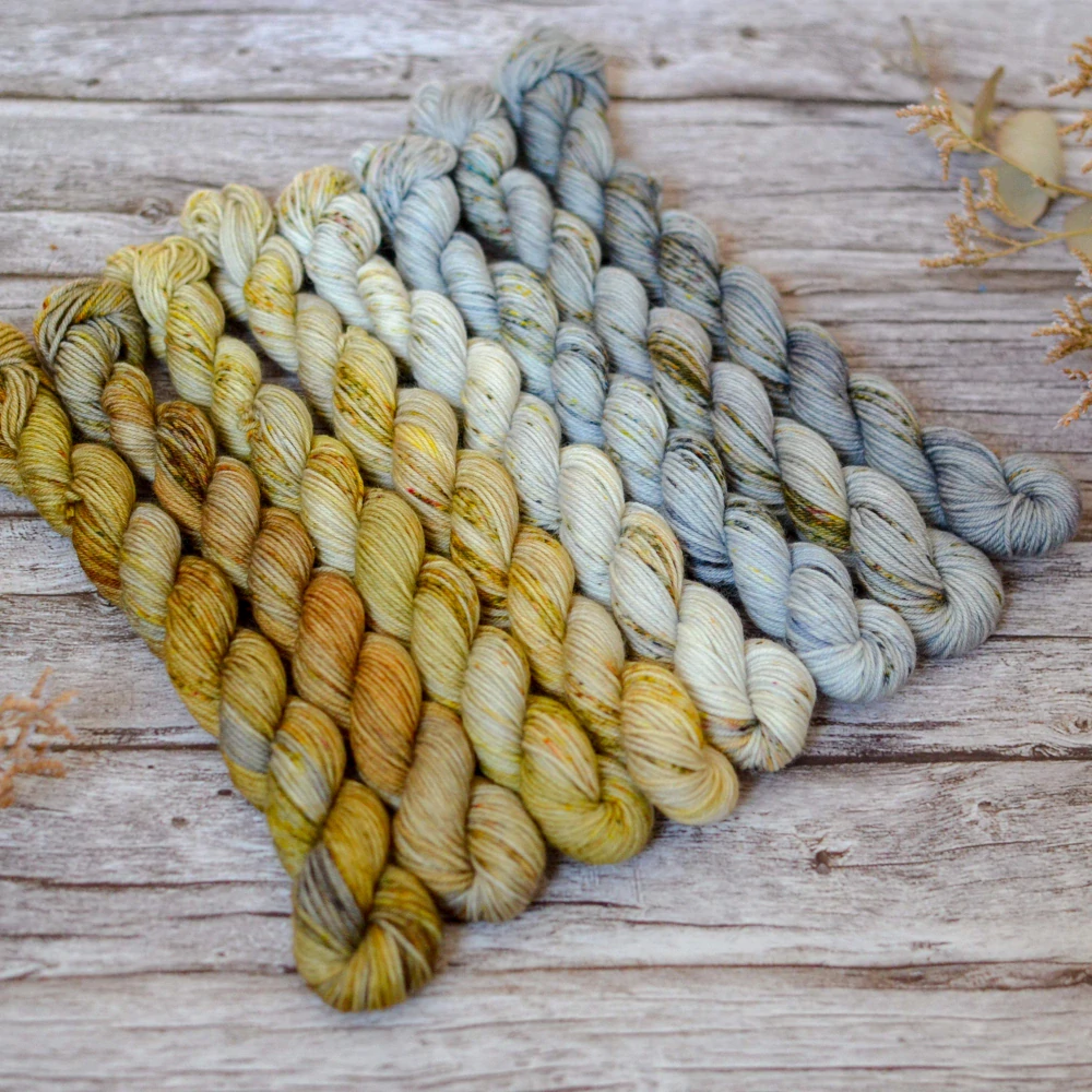 Fade set - Bronze and Silver - merino fingering minis